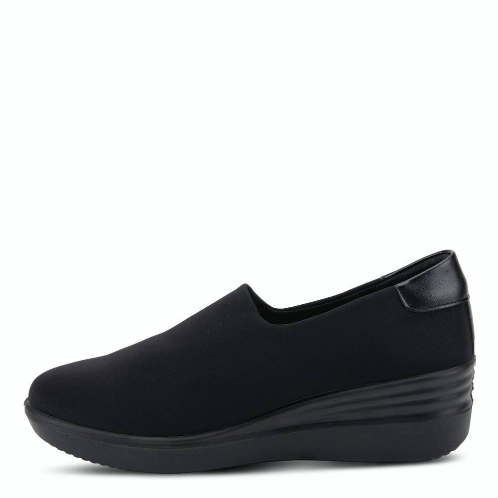 NEW FLEXUS women's noral slip-on wedge shoe in black